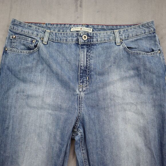 Tommy Hilfiger Pants Womens 16 Blue Bootcut High Rise Cotton Button Denim Jeans - Picture 10 of 16